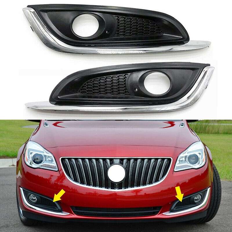 2 Pcs Front Bumper Fog Lights Grille Chrome Trim Fit for Regal 2014-2016