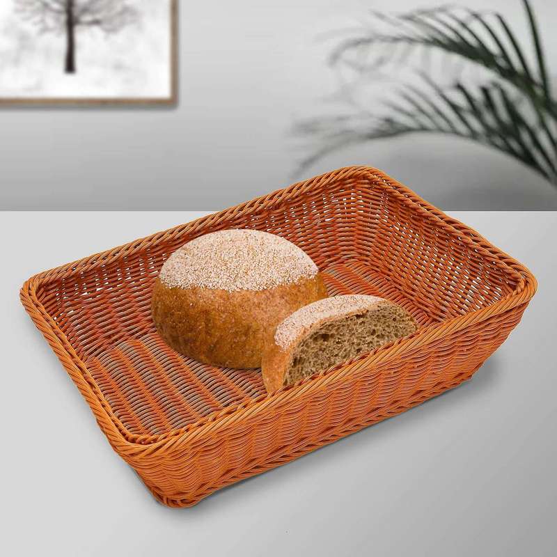 2 Pcs Hand-woven Rattan Woven Bread Basket,wicker Food Serving Basket for Fruit,vegetables,home Kit