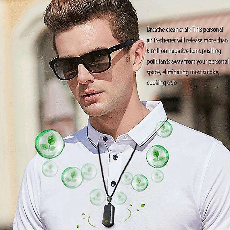 2 Pcs Hanging Neck Air Purifier, Mini Portable Fashion Personal Wearable USB Negative Ion Air Purifi