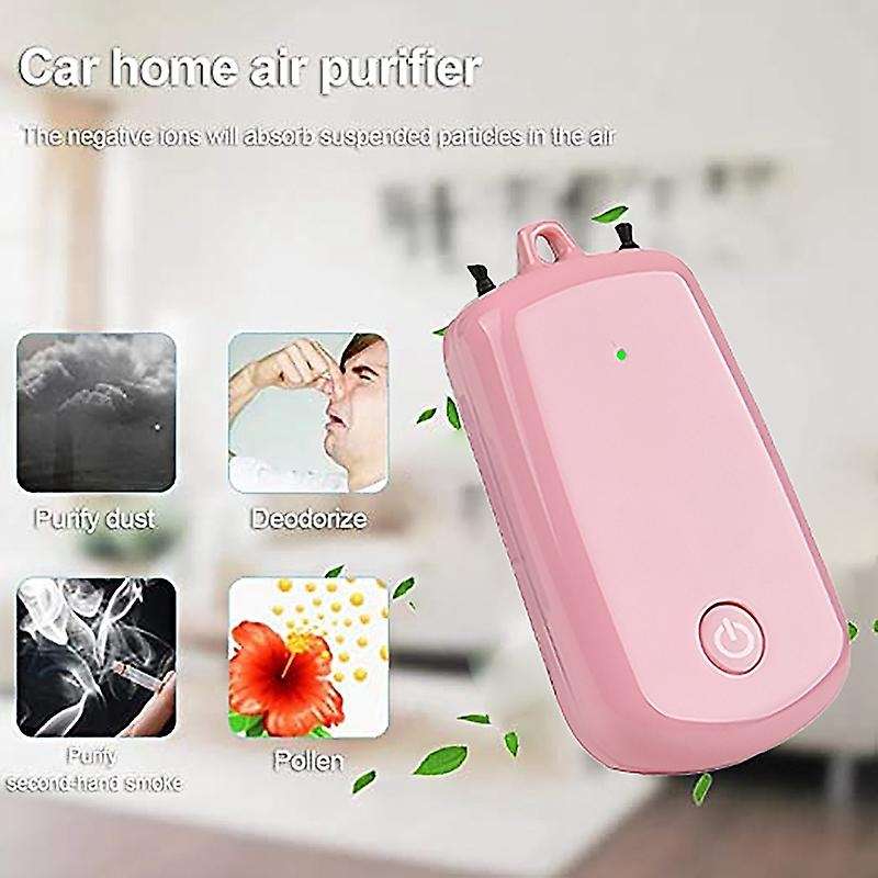 2 Pcs Hanging Neck Air Purifier, Mini Portable Fashion Personal Wearable USB Negative Ion Air Purifi