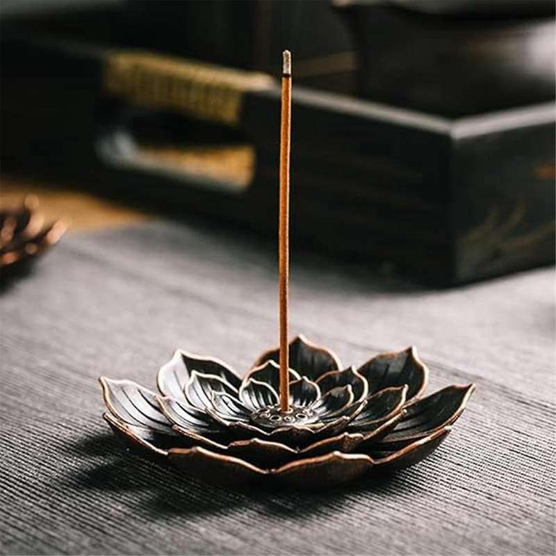 2 PCS Incense Burner, Incense Holder for Sticks, Lotus Incense Stick Holder with Detachable Ash Catc