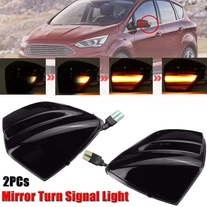 2 Pcs LED Dynamic Mirror Indicator Light for for 07-14 Kuga 08-12 C-Max 11-19 Rearview Mirror Turn S