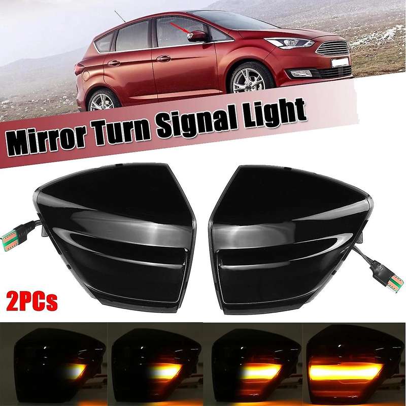 2 Pcs LED Dynamic Mirror Indicator Light for for 07-14 Kuga 08-12 C-Max 11-19 Rearview Mirror Turn S