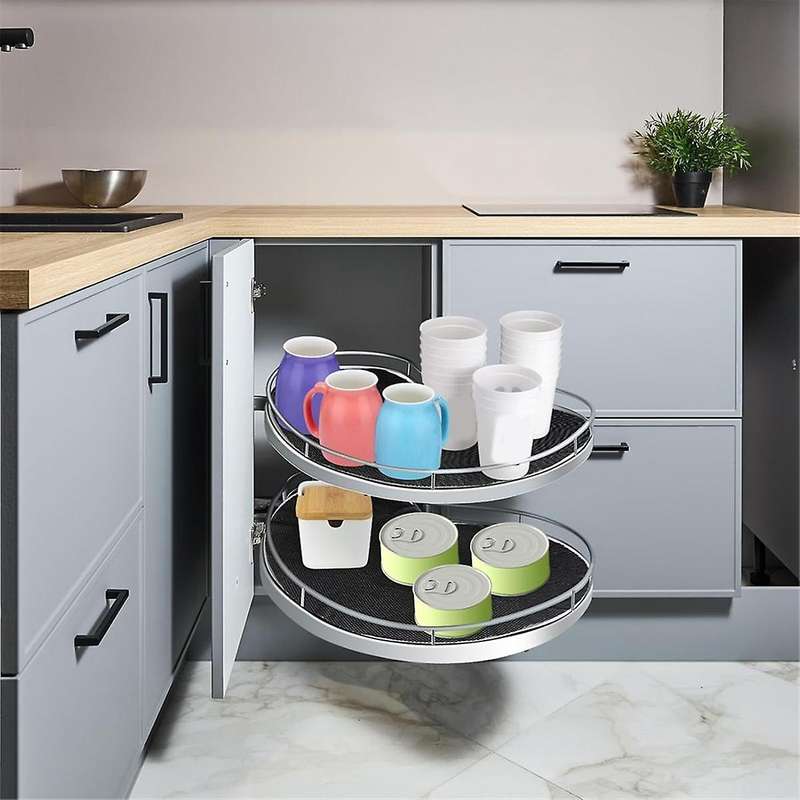 2 Pcs Lazy Shelf Liner Circle Kitchen Liners Non Adhesive Kitchen Cabinet Liners Non Slip Non Skid F