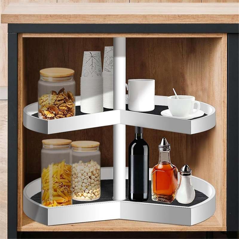2 Pcs Lazy Shelf Liner Circle Kitchen Liners Non Adhesive Kitchen Cabinet Liners Non Slip Non Skid F