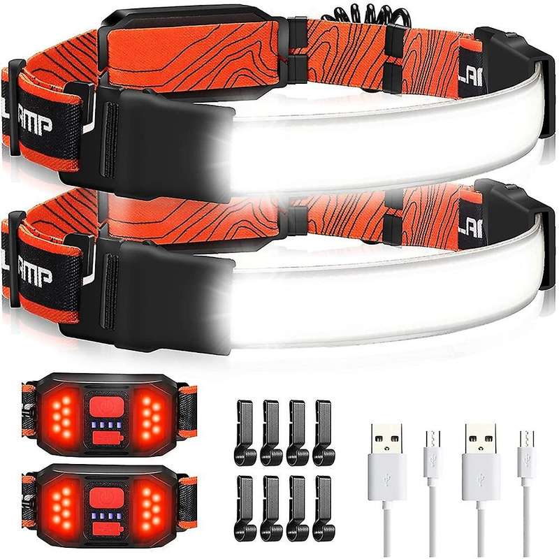 2 Pcs LED Head Light Flashlight,230Wide-Beam USB Rechargeable Head Light Headlight Head Light Lamps