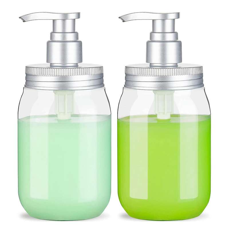 2 PCS Plastic Soap Dispenser Empty Bottle with Pump Head Refillable Hand Soap Dispenser for Bathroom