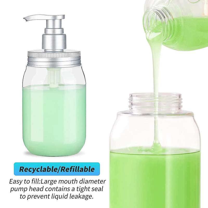2 PCS Plastic Soap Dispenser Empty Bottle with Pump Head Refillable Hand Soap Dispenser for Bathroom