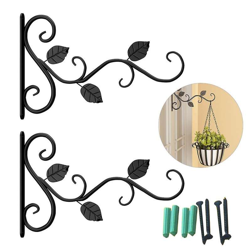 2 Pcs Plants Bracket Wall Hanging Flower Pot Support Bracket Hook Iron Hanger Plants Holder Balcony