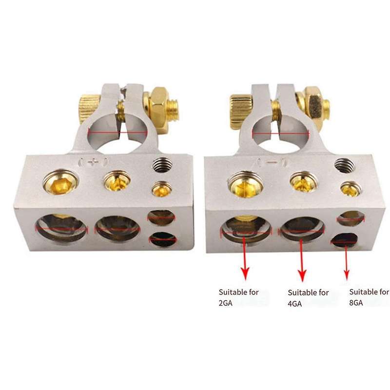 2 Pcs Positive Negative with 2 Covers Shims /2/4/8/10 Gauge Car Modified Battery Head Car Battery Te