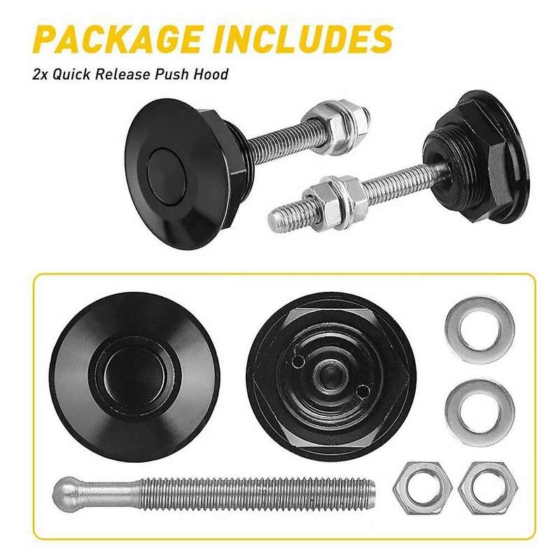 2 PCS Push Button Quick Release Hood Lock Clip Car Bumper Latch Kit