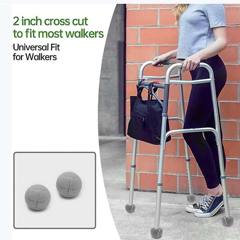 2 Pcs Precut Walker Tennis Ball for Furniture Legs and Floor Protection, Heavy Duty Long Lasting Fe