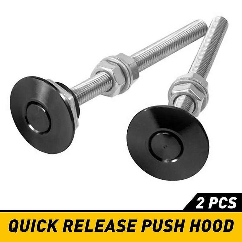 2 PCS Push Button Quick Release Hood Pins Lock Car Bumper Latch Kit