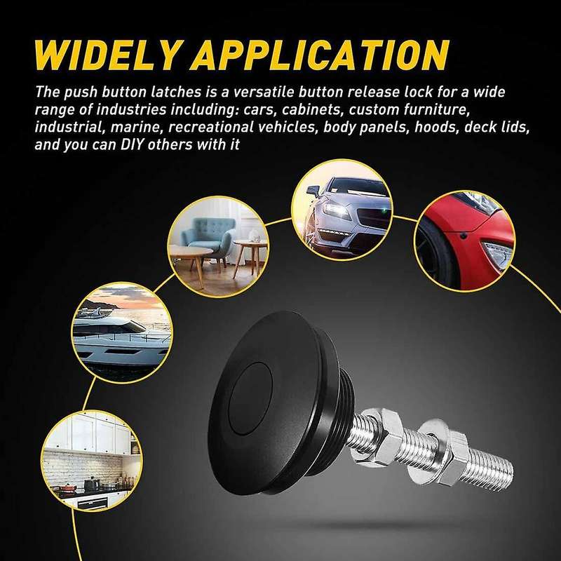 2 PCS Push Button Quick Release Hood Pins Lock Car Bumper Latch Kit
