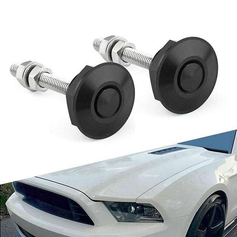 2 PCS Push Button Quick Release Hood Pins Lock Car Bumper Latch Kit