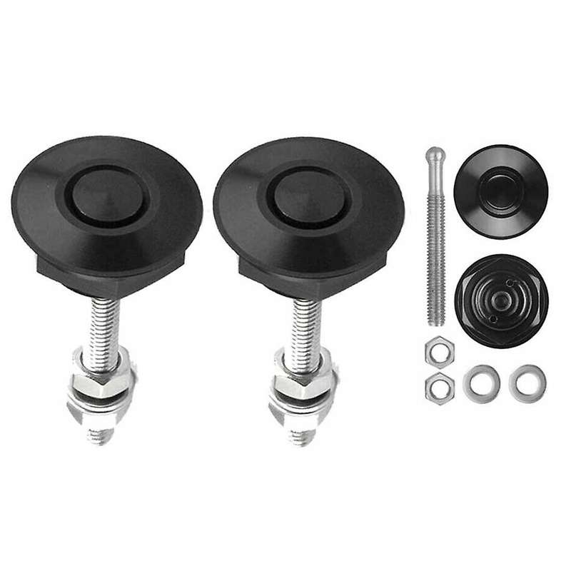 2 PCS Push Button Quick Release Hood Pins Lock Car Bumper Latch Kit