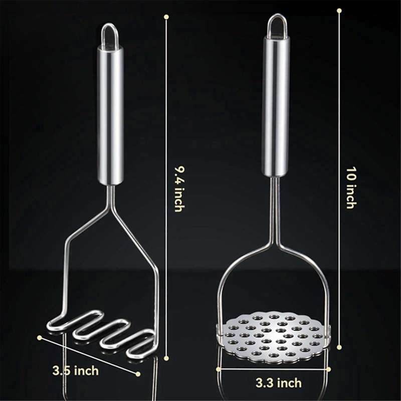 2 Pcs Potato Masher, Heavy Duty Stainless Steel Integrated Masher Kitchen Tool Wire Masher