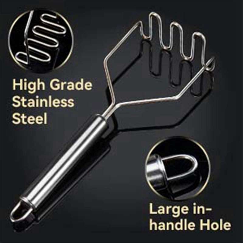 2 Pcs Potato Masher, Heavy Duty Stainless Steel Integrated Masher Kitchen Tool Wire Masher