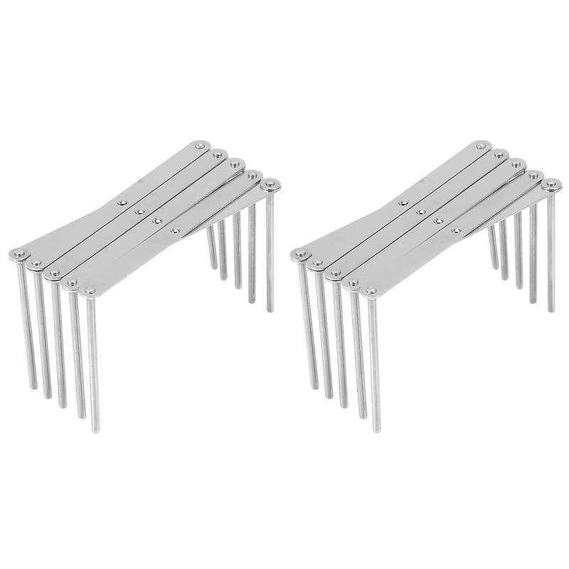 2 Pcs Pot Lid Organizer,foldable Stainless Steel Extended Bowl Rack Sink Plate Stand Holder Dish Dr