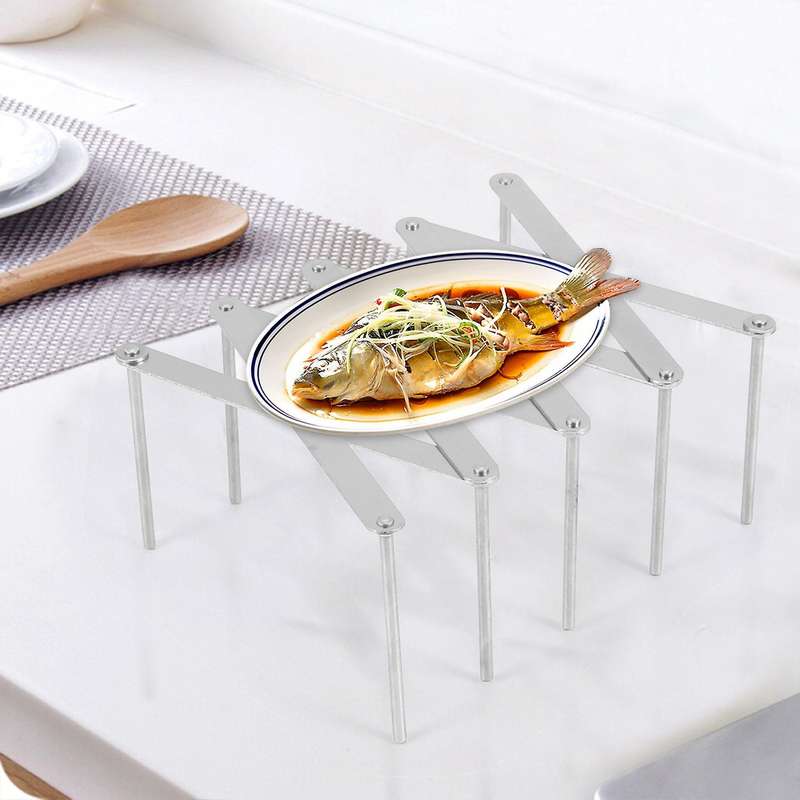 2 Pcs Pot Lid Organizer,foldable Stainless Steel Extended Bowl Rack Sink Plate Stand Holder Dish Dr