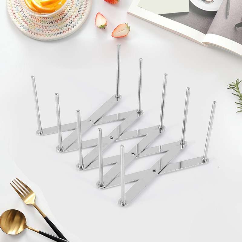 2 Pcs Pot Lid Organizer,foldable Stainless Steel Extended Bowl Rack Sink Plate Stand Holder Dish Dr