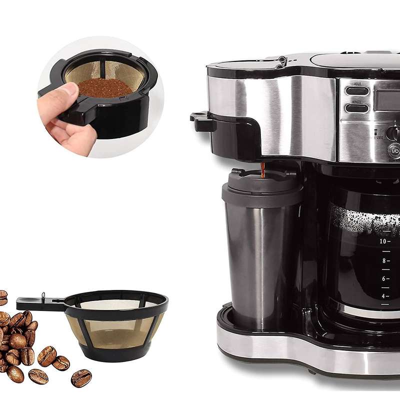 2 Pcs Reusable Single Serve Brew Replacement Coffee Basket Grounds Filter for 2-way Brewer Coffee M
