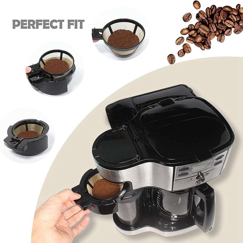 2 Pcs Reusable Single Serve Brew Replacement Coffee Basket Grounds Filter for 2-way Brewer Coffee M