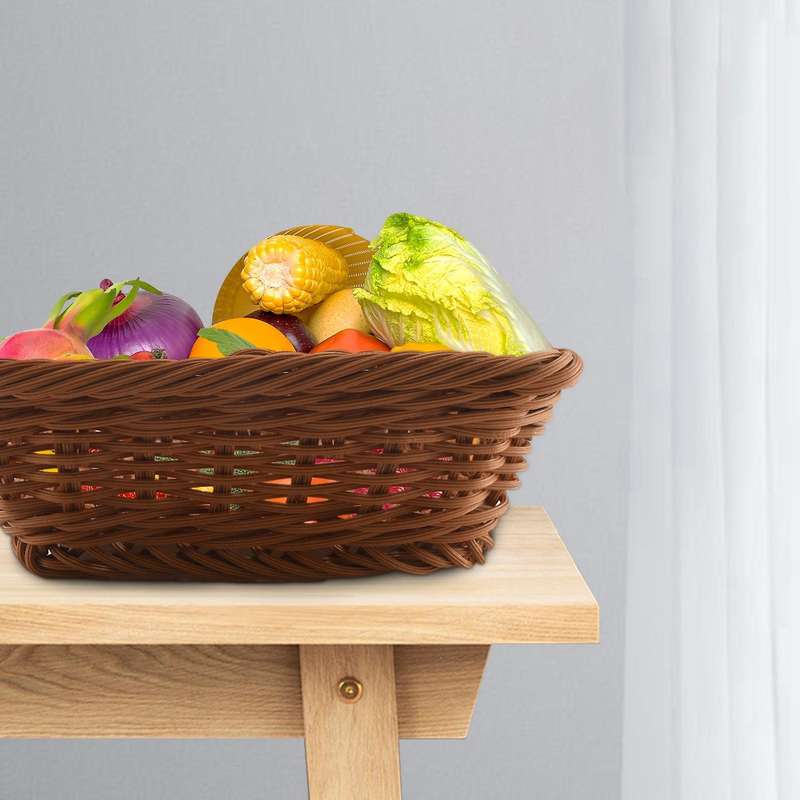 2 Pcs Rectangular Basket for Table Or Counter Display for Bread,fruits and Vegetables Wicker Basket