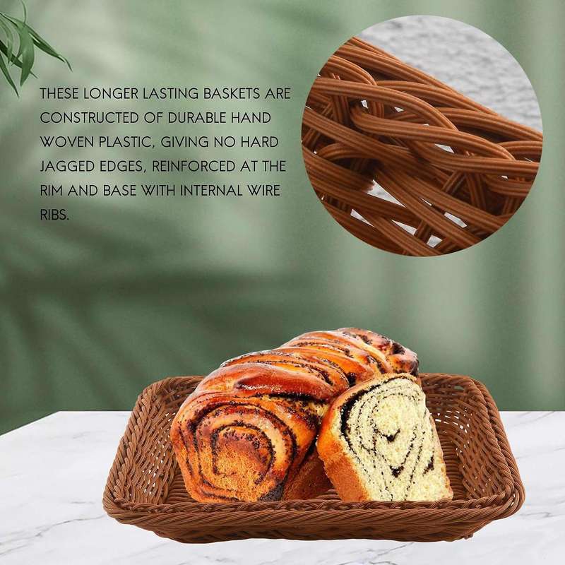 2 Pcs Rectangular Basket for Table Or Counter Display for Bread,fruits and Vegetables Wicker Basket