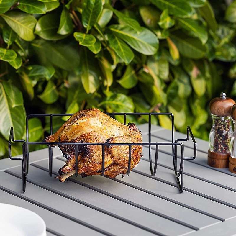 2 Pcs Rib Rack for Grill with Basting Brush,BBQ Ribs Holder for Smoking,Hold 6 Rib Rack,Non-Stick Ba