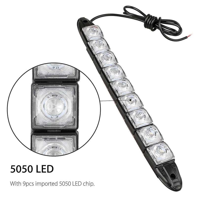 2 PCS Red Green Navigation 9LED Strip Light LED Daytime Running Light