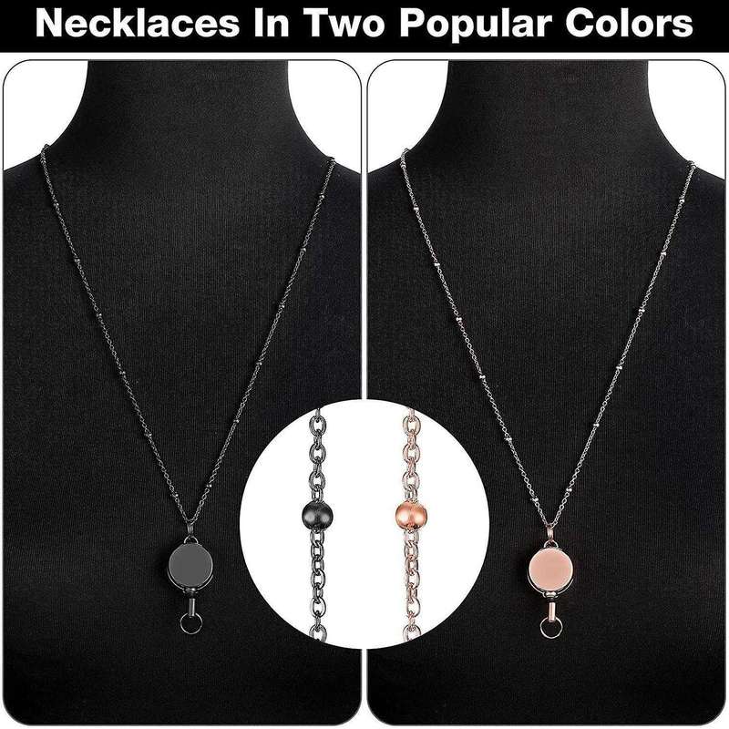 2 Pcs Retractable Badge Reel Lanyard with ID Holder Necklace Lanyard Badge Chain Waterproof Holder -