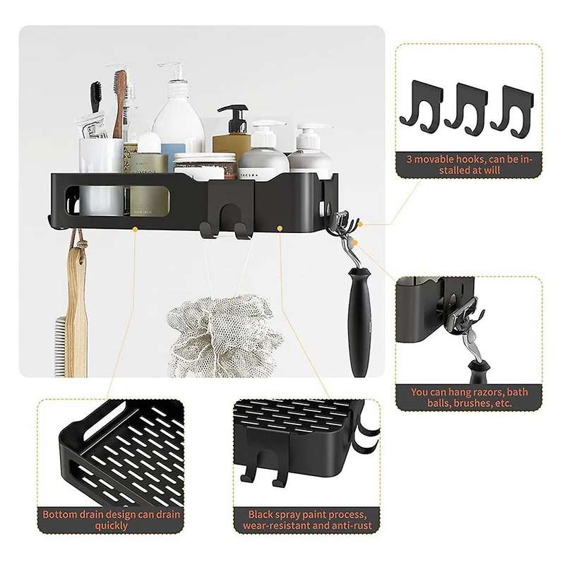 2 Pcs Shower Rack,Non-Drilling Shower Rack,Hanging Shower Basket, Bathroom Rack,Shampoo Rack for Bat