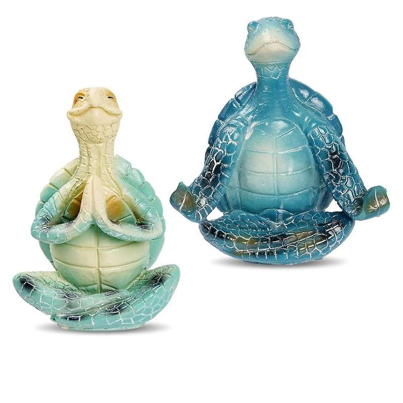 2 PCS Sea Turtle Meditation Home Decor, Meditation Figurine, Home Decor Yoga Resin Sea Turtle Statue