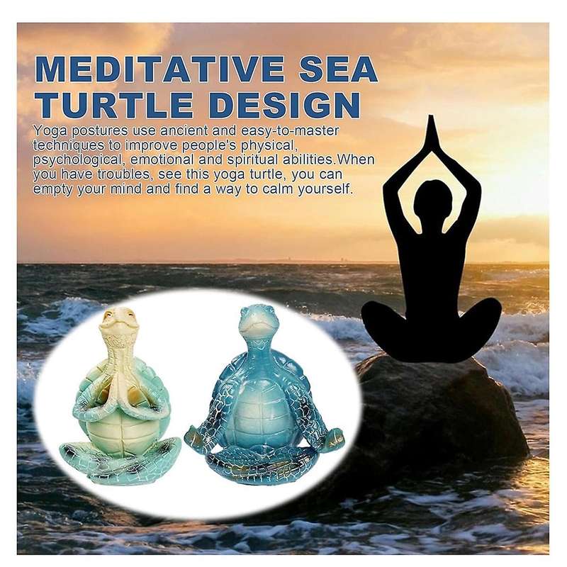 2 PCS Sea Turtle Meditation Home Decor, Meditation Figurine, Home Decor Yoga Resin Sea Turtle Statue