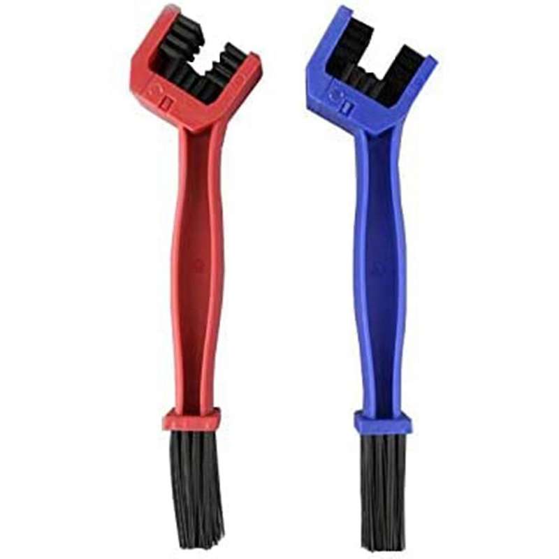 2 PCS Set Motorcycle Bicycle Chain Universal Cleaning Brush Washer,Blue and Red
