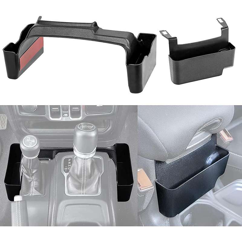 2 PCS Shifter Side Tray Organizer and Center Console Hanging Storage Box for Wrangler JL JT 2018-202