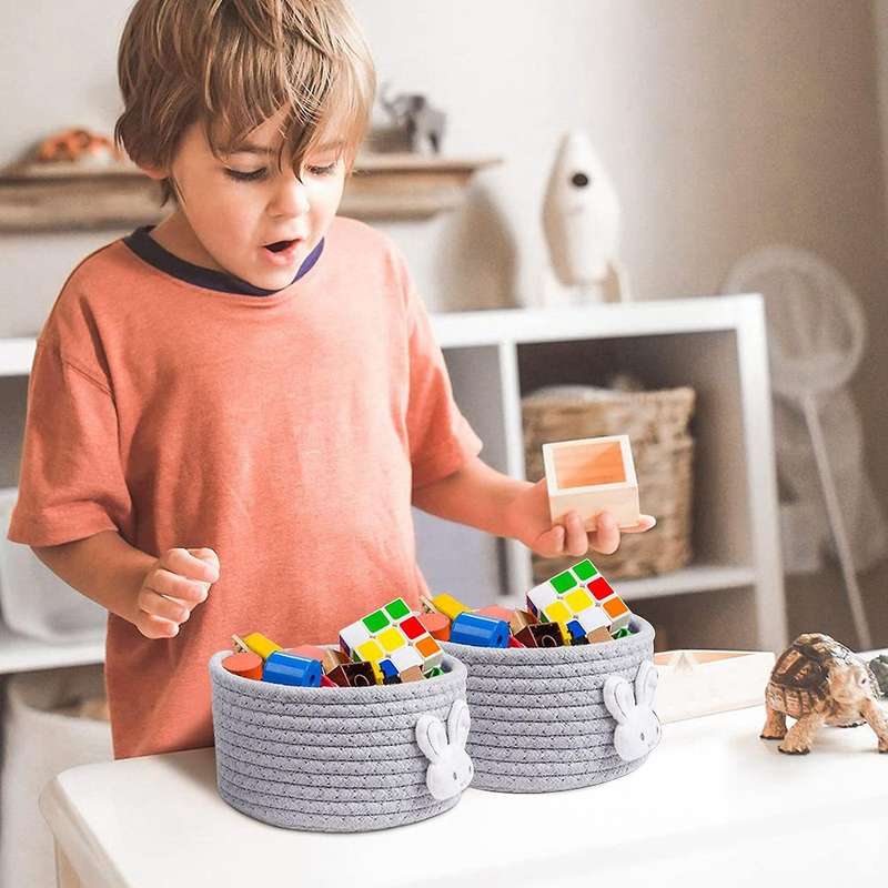 2 PCS Small Basket Mini Woven Baskets Cotton Rope Baskets Little Storage Basket for Organizing for N