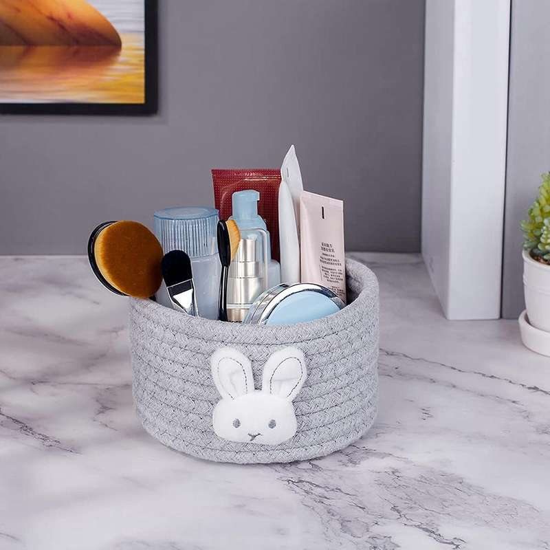 2 PCS Small Basket Mini Woven Baskets Cotton Rope Baskets Little Storage Basket for Organizing for N