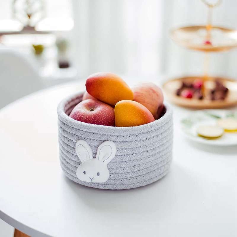 2 PCS Small Basket Mini Woven Baskets Cotton Rope Baskets Little Storage Basket for Organizing for N