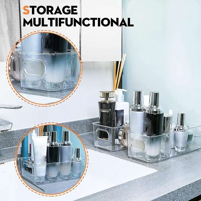 2 Pcs Stackable Plastic Storage Organizer Container Bins with Lids, Stackable Storage Bins with Han