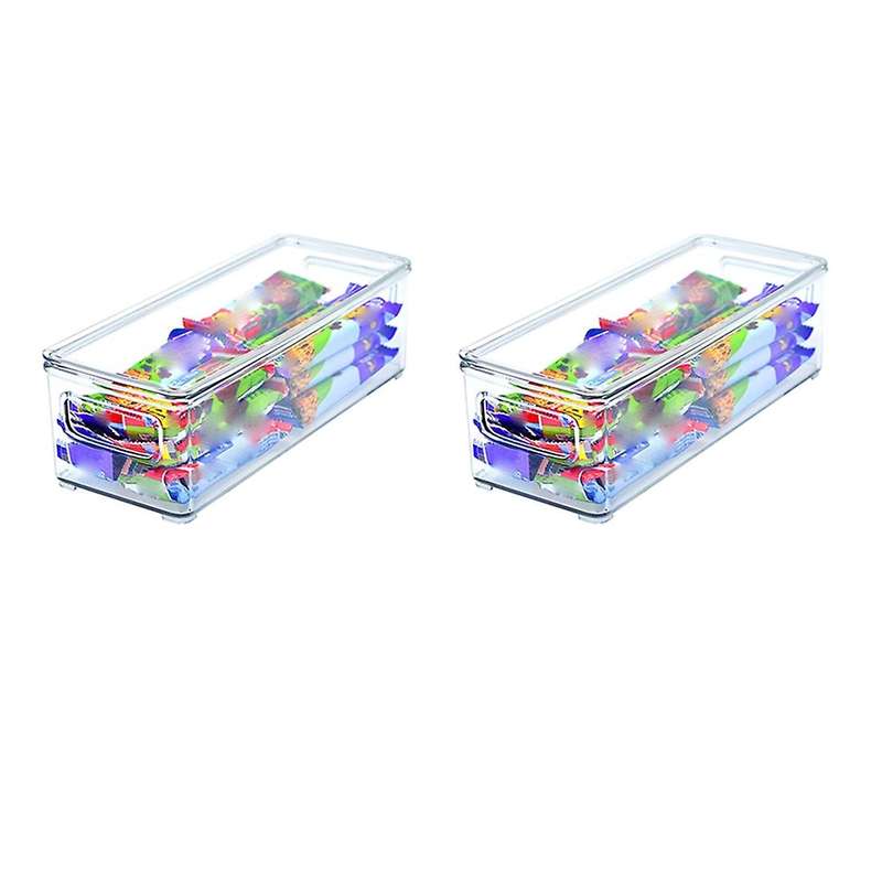 2 Pcs Stackable Plastic Storage Organizer Container Bins with Lids, Stackable Storage Bins with Han