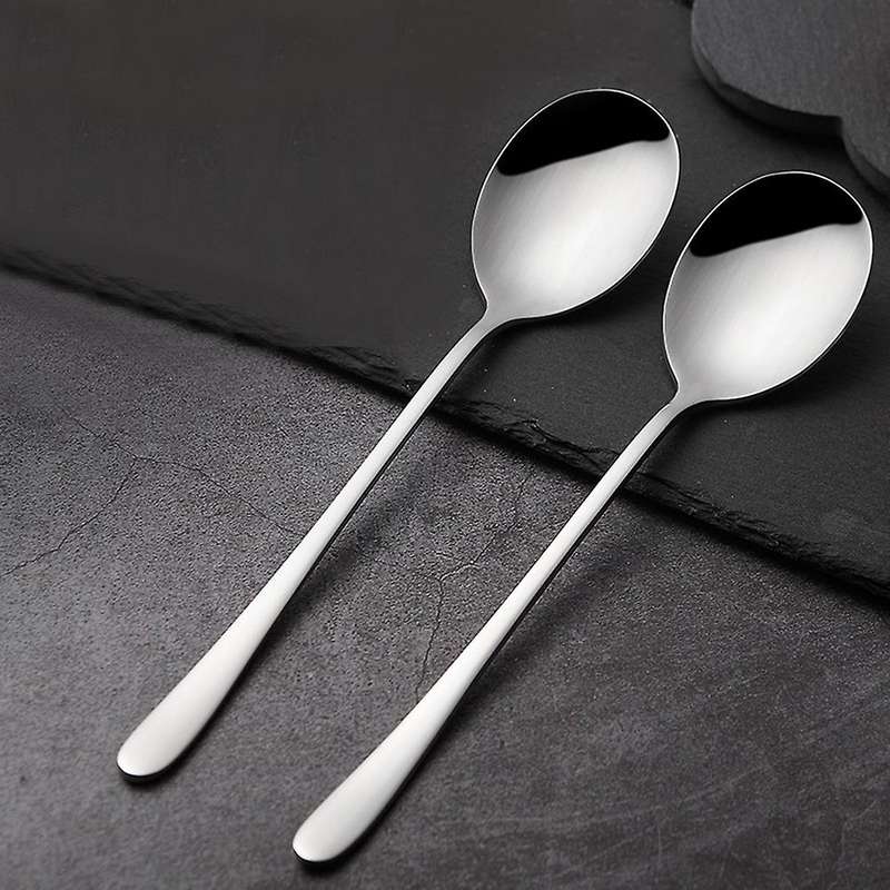 2 Pcs Soup Spoon Stainless Steel Long Handle Tablespoon Tableware Kitchen Accessories Tea Coffee Spo