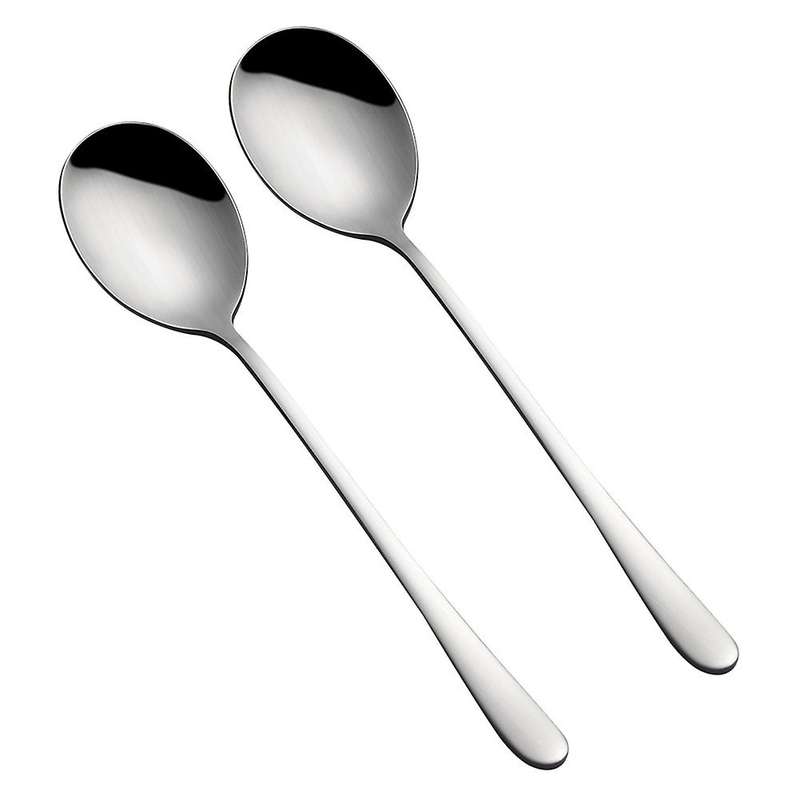 2 Pcs Soup Spoon Stainless Steel Long Handle Tablespoon Tableware Kitchen Accessories Tea Coffee Spo