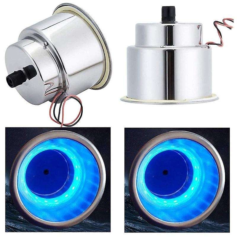 2 Pcs Stainless Steel Cup Drink Holder Insert with Drain & LED Marine Boat Rv (15LED Blue)