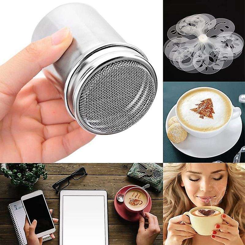 2 Pcs Stainless Steel Powder Shaker Coffee and Cocoa Powder with Lid,for Roasting Home Restaurants
