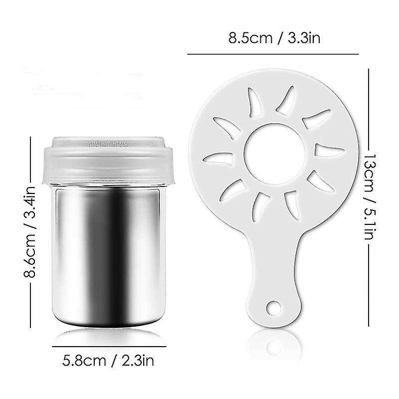 2 Pcs Stainless Steel Powder Shaker Coffee and Cocoa Powder with Lid,for Roasting Home Restaurants