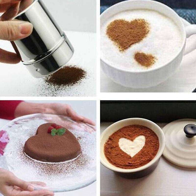 2 Pcs Stainless Steel Powder Shaker Coffee and Cocoa Powder with Lid,for Roasting Home Restaurants