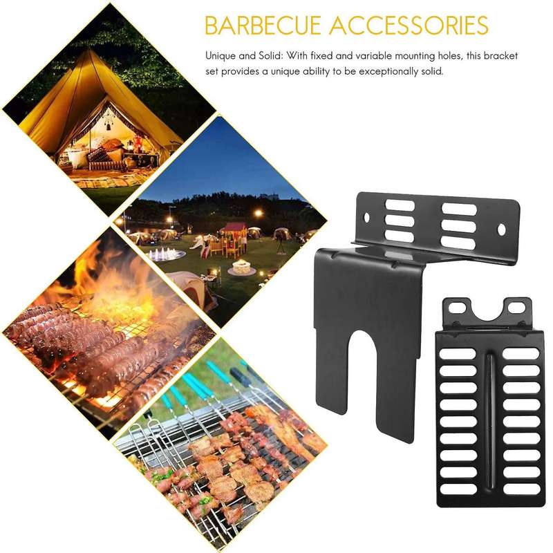 2 PCS Stainless Steel Rotisserie Motor Bracket Set Universal Barbecue Motor Support Plates Outdoor C