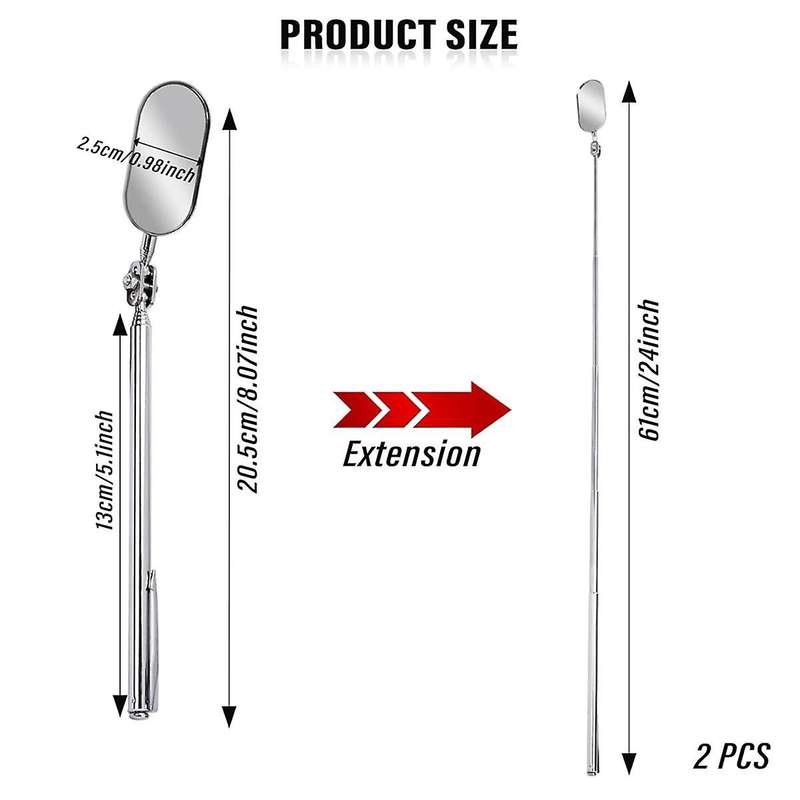 2 PCS Telescopic , Car , Retractable Extension Mirror for Vehicle Inspection